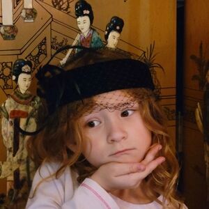 Vintage Millinery Whimsey Black  Hat Jonquil  in hat box